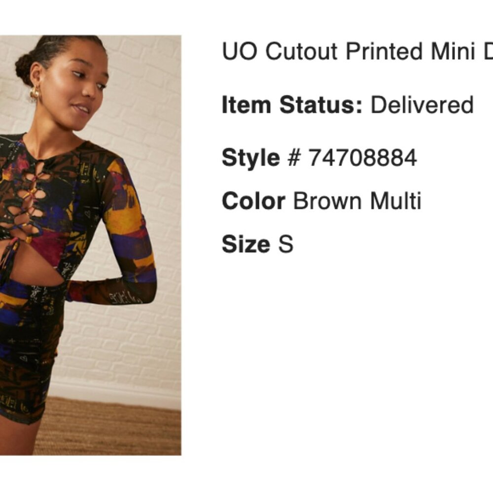 UO Multicolored Cutout Printed Mini Dress - Picture 2 of 4